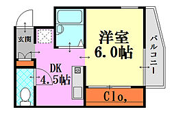 K・Kビル 3階1DKの間取り