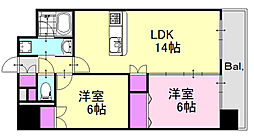 ウイング宝町サード 2LDKの間取図画像