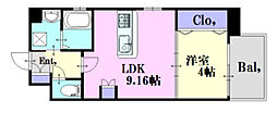 パークフラッツ土橋 1LDKの間取図画像