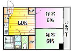 宇品川手ビル 2DKの間取図画像