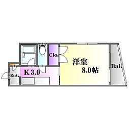 第2イノウエビル 1Kの間取図画像