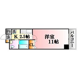 impression十日市 1Kの間取図画像