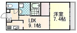 エデン 1LDKの間取図画像