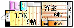 ピースパーク本川 1LDKの間取図画像