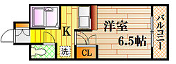 エステートベネフィット5フルタ 2階1Kの間取り