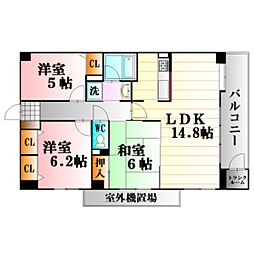 広島高速交通アストラムライン 牛田駅 徒歩19分の賃貸マンション 4階3LDKの間取り