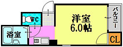 広島電鉄2系統 稲荷町駅 徒歩6分の賃貸マンション 4階1Kの間取り