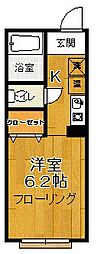 HOUSEアメニティ102 2階1Kの間取り