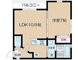 都営大江戸線 勝どき駅 徒歩4分の賃貸マンション 2階1LDKの間取り