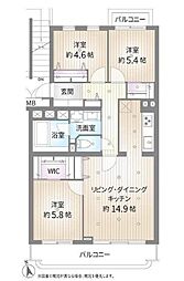 馬事公苑前シティハウス 3LDKの間取図画像