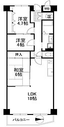 シャルム千里丘 3LDKの間取図画像