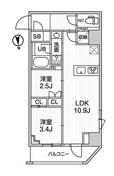 nido SHIN-OKACHIMACHI 404｜東京都台東区小島2丁目(賃貸マンション2LDK・4階・41.56㎡)の写真 その2