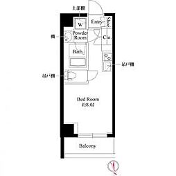 グリシーナ横浜桜木町 7階ワンルームの間取り