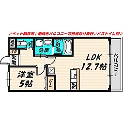 Casa del siglo 3階1LDKの間取り