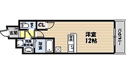 ラブリーガーデンビュー 6階ワンルームの間取り