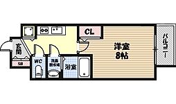 カーサレグラス城東セントラル 4階1Kの間取り