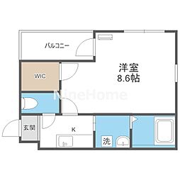 フジパレス鶴見V番館 1階1Kの間取り