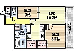 セジュール関目 1階2LDKの間取り