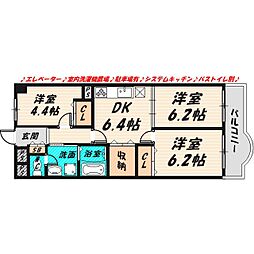 サンファミリーI 6階3DKの間取り