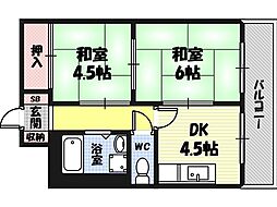 ライオンズ京橋 2DKの間取図画像