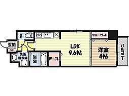 ハイフェンス京橋 1LDKの間取図画像