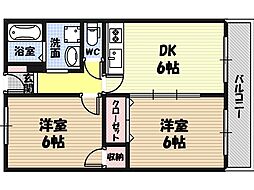 泰平ビル本館 2DKの間取図画像