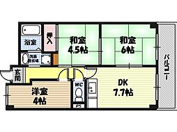 サンハイム今福 3DKの間取図画像
