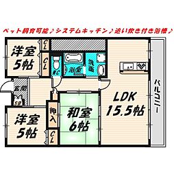 アビタ山本放出西 3LDKの間取図画像