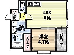リヴクレール鴫野 1LDKの間取図画像