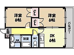 M'プラザ城東六番館 2DKの間取図画像
