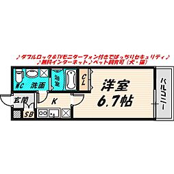 カーサクレスト清水1 1Kの間取図画像