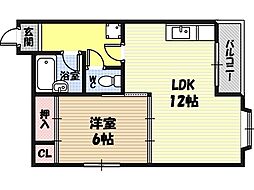 都ハイツ 1LDKの間取図画像