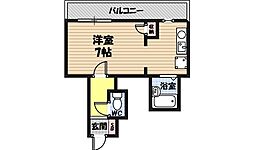 エムロード都島 1Kの間取図画像