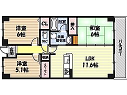 グランドソーワ今福鶴見 2SLDKの間取図画像