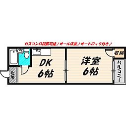 白樺ハイツ清水 1DKの間取図画像