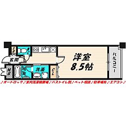 オルゴグラート鶴見 1Kの間取図画像