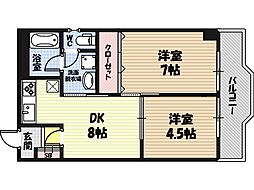 サニーハイツ緑橋 2DKの間取図画像