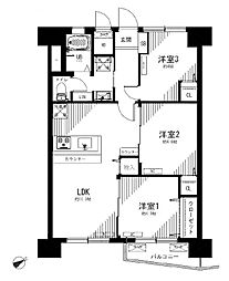 東急ドエル江田ビレジA棟 3LDKの間取図画像