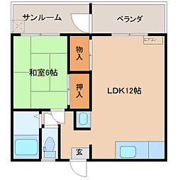 ラフォーレ新庄2 1LDKの間取図画像