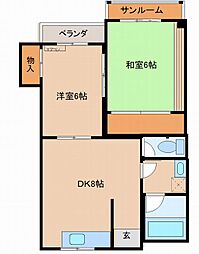 ラヴィ秋吉 2DKの間取図画像