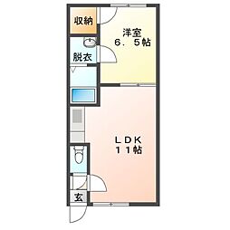 Mハイツ中島1 1LDKの間取図画像