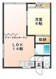 Mハイツ鷲別 1LDKの間取図画像