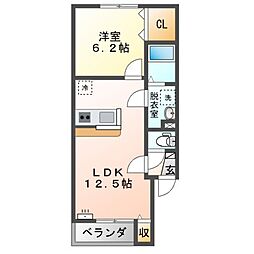 Mハイツ高砂20 1LDKの間取図画像