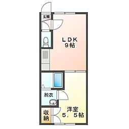 Mハイツ宮の森3 1LDKの間取図画像