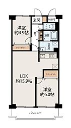 ルネ武庫川公園 2LDKの間取図画像