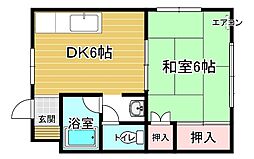 アサヒハイツ 1階1DKの間取り