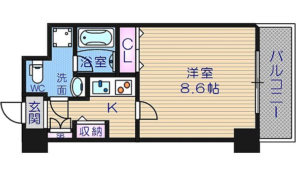 モンサンミッシェル北浜 ｜大阪府大阪市中央区今橋1丁目(賃貸マンション1K・2階・27.86㎡)の写真 その2