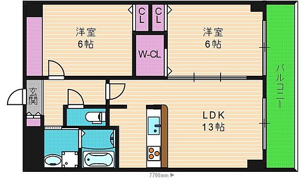 アプローズ今里 ｜大阪府大阪市東成区大今里1丁目(賃貸マンション2LDK・6階・59.22㎡)の写真 その2