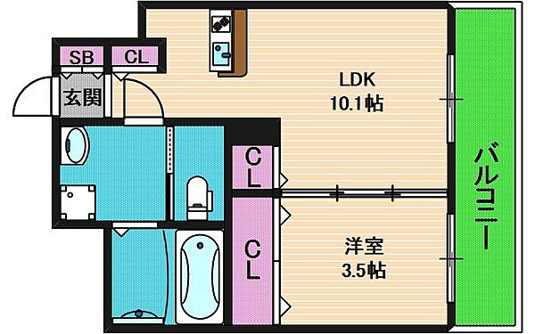 ミラージュパレス難波東レジデンス ｜大阪府大阪市中央区高津1丁目(賃貸マンション1LDK・13階・34.45㎡)の写真 その2