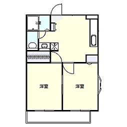 パーソナルマンション富士1号棟 2DKの間取図画像